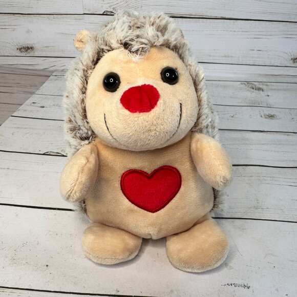 Hug Me Hedgehog Plush Stuffed Animal Red Heart Nose 7" Inter-American Products - Picture 1 of 6
